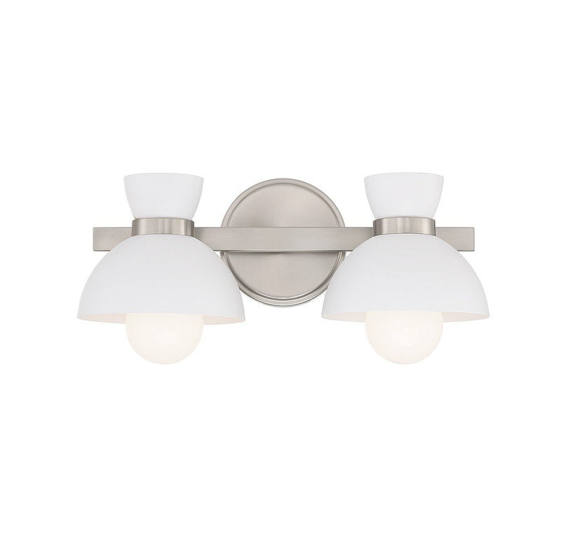 Open Metal Shade Globe Bulb 2-Light Bath Vanity Light in Brushed Nickel