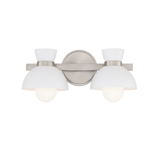 Open Metal Shade Globe Bulb 2-Light Bath Vanity Light in Brushed Nickel