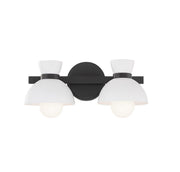 Open Metal Shade Globe Bulb 2-Light Bath Vanity Light in Matte Black