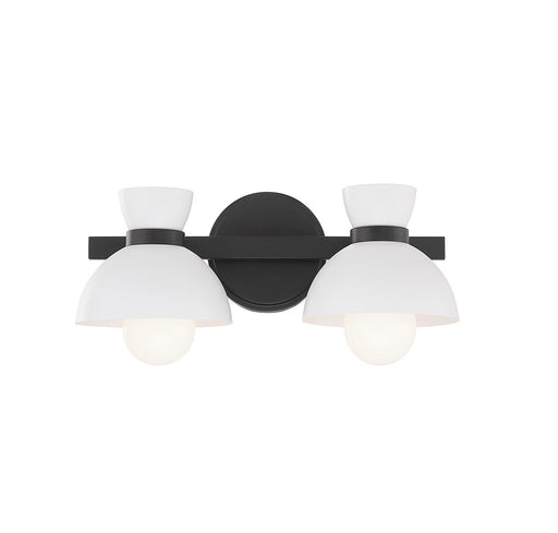 Open Metal Shade Globe Bulb 2-Light Bath Vanity Light in Matte Black