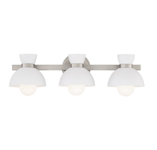 Modern Exposed-Bulb 24" 3-Light Bath Vanity Light in Brushed Nickel