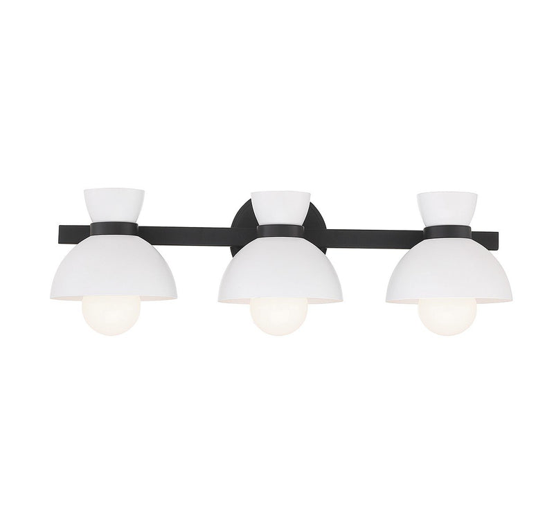 Modern Exposed-Bulb 24" 3-Light Bath Vanity Light in Matte Black