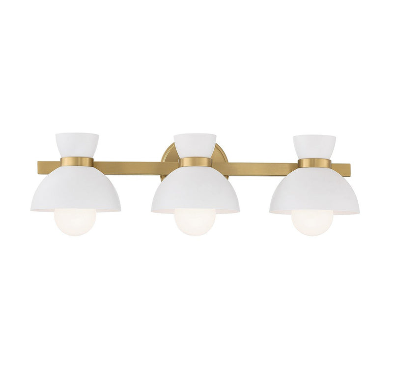 Modern Exposed-Bulb 24" 3-Light Bath Vanity Light in Natural Brass