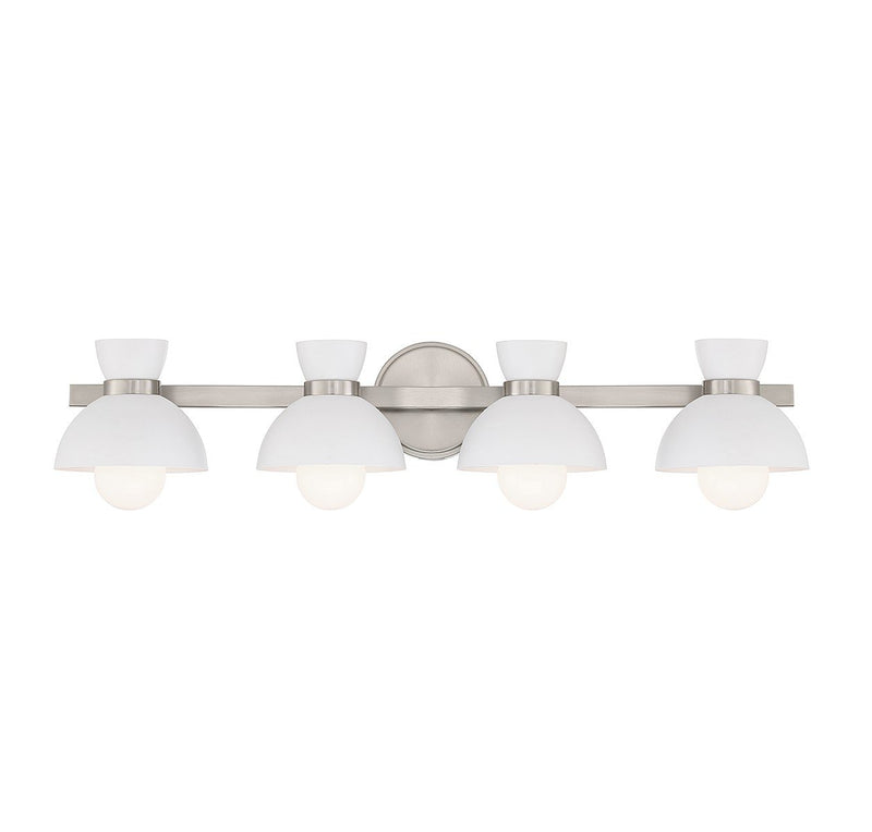 Modern Exposed-Bulb 33.5" 4-Light Bath Vanity Light in Brushed Nickel