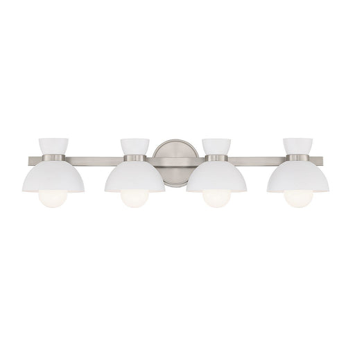 Modern Exposed-Bulb 33.5" 4-Light Bath Vanity Light in Brushed Nickel