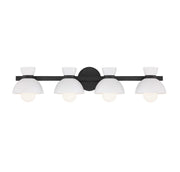 Modern Exposed-Bulb 33.5" 4-Light Bath Vanity Light in Matte Black