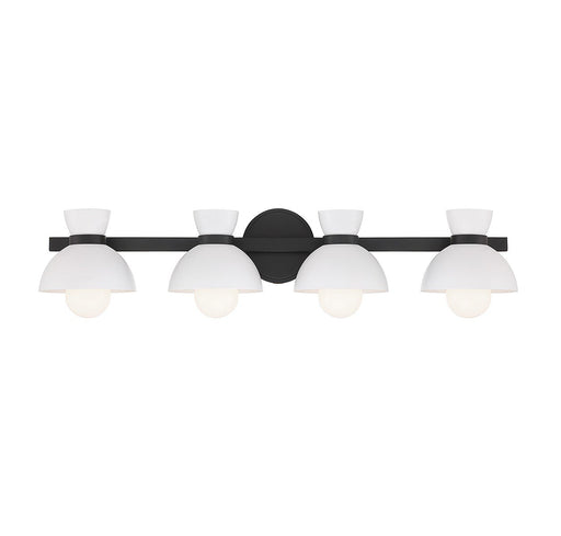Modern Exposed-Bulb 33.5" 4-Light Bath Vanity Light in Matte Black