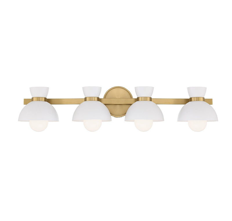 Modern Exposed-Bulb 33.5" 4-Light Bath Vanity Light in Natural Brass