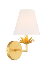 Vintage Linen Shade 12" 1-Light Wall Sconce in True Gold