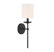 Linen Shade 18" 1-Light Bath Sconce in Matte Black
