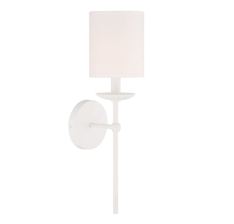 Linen Shade 18" 1-Light Bath Sconce in White