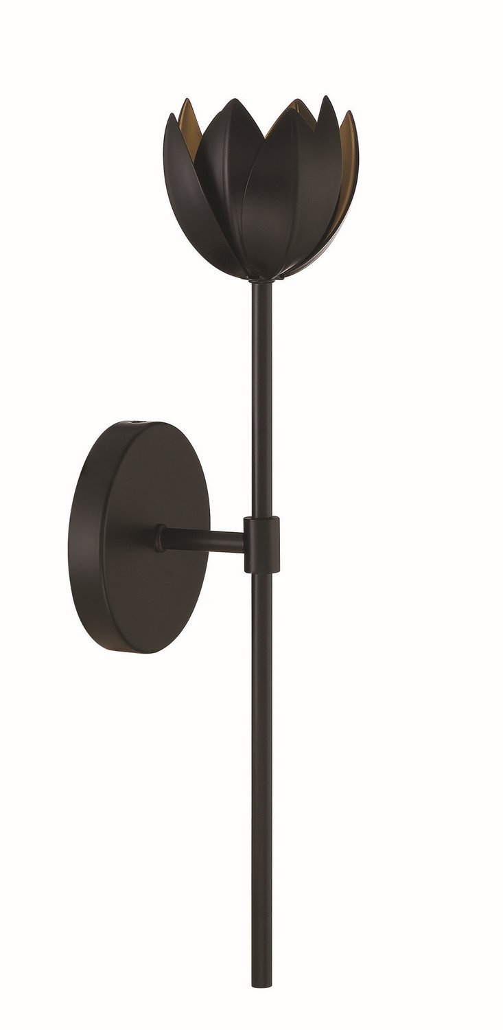 Modern Torchiere 1-Light Wall Sconce in Matte Black