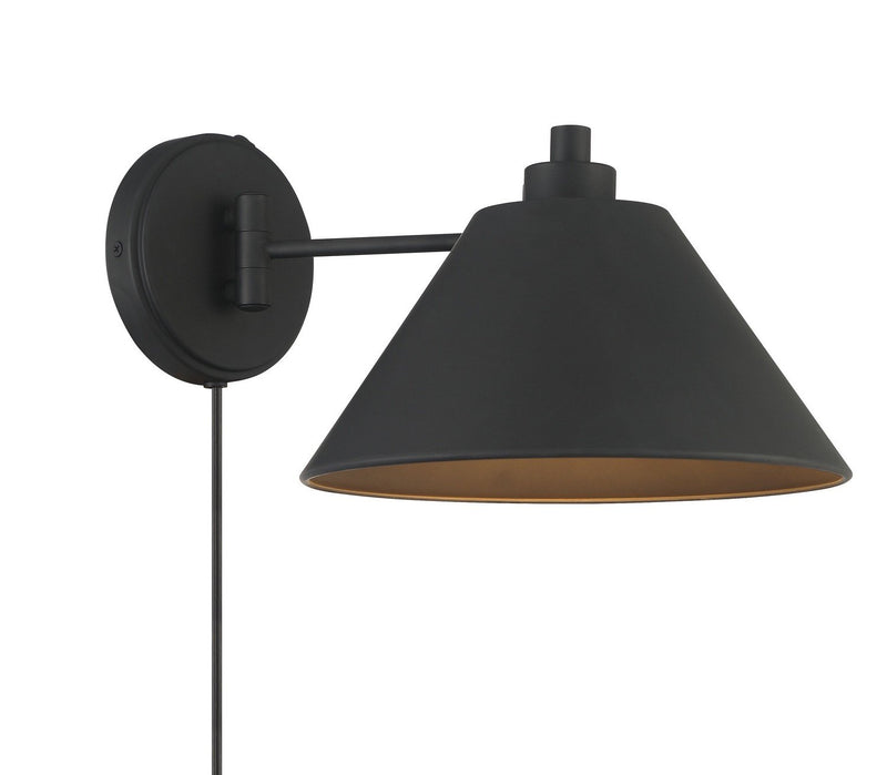 Metal Shade 10" 1-Light Swing Arm Wall Lamp in Matte Black