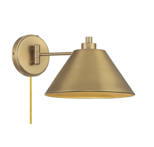 Metal Shade 10" 1-Light Swing Arm Wall Lamp in Natural Brass