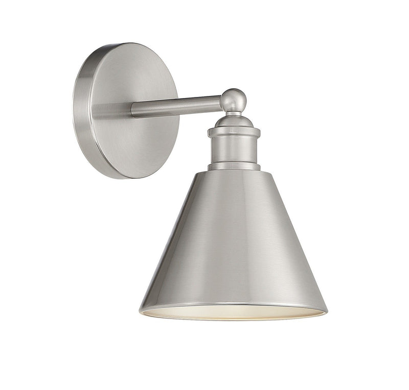 Farmhouse Metal Shade 1-Light Bath Sconce in Brushed Nickel