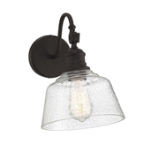 Vintage Glass Long Arm 1-Light Wall Sconce in Oil Rubbed Bronze