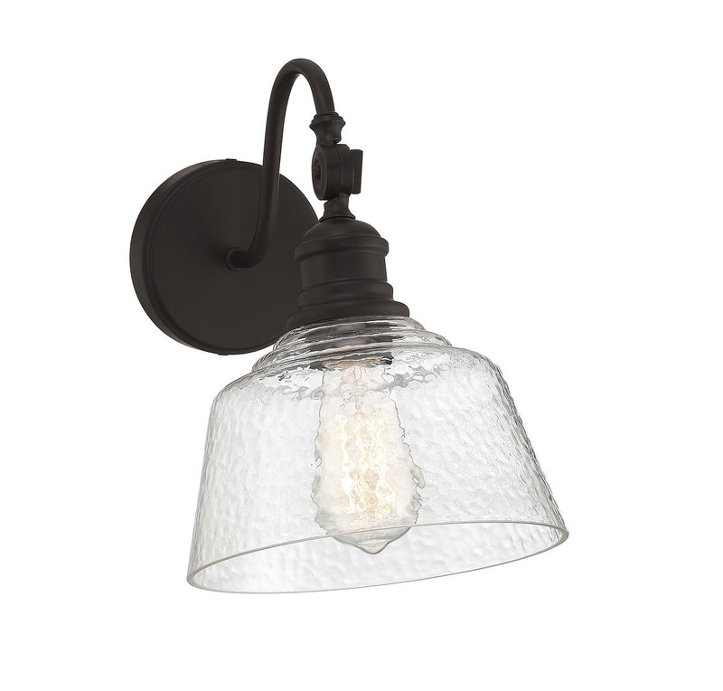 Vintage Glass Long Arm 1-Light Wall Sconce in Oil Rubbed Bronze