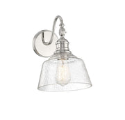 Vintage Glass Long Arm 1-Light Wall Sconce in Polished Nickel