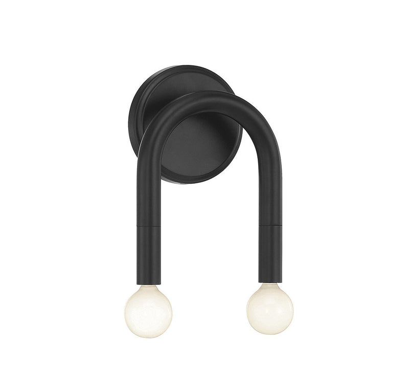 Slim Exposed-Bulb 2-Light Wall Sconce in Matte Black