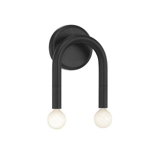 Slim Exposed-Bulb 2-Light Wall Sconce in Matte Black