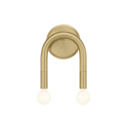 Slim Exposed-Bulb 2-Light Wall Sconce in Natural Brass