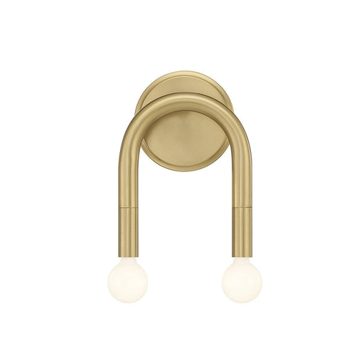 Slim Exposed-Bulb 2-Light Wall Sconce in Natural Brass