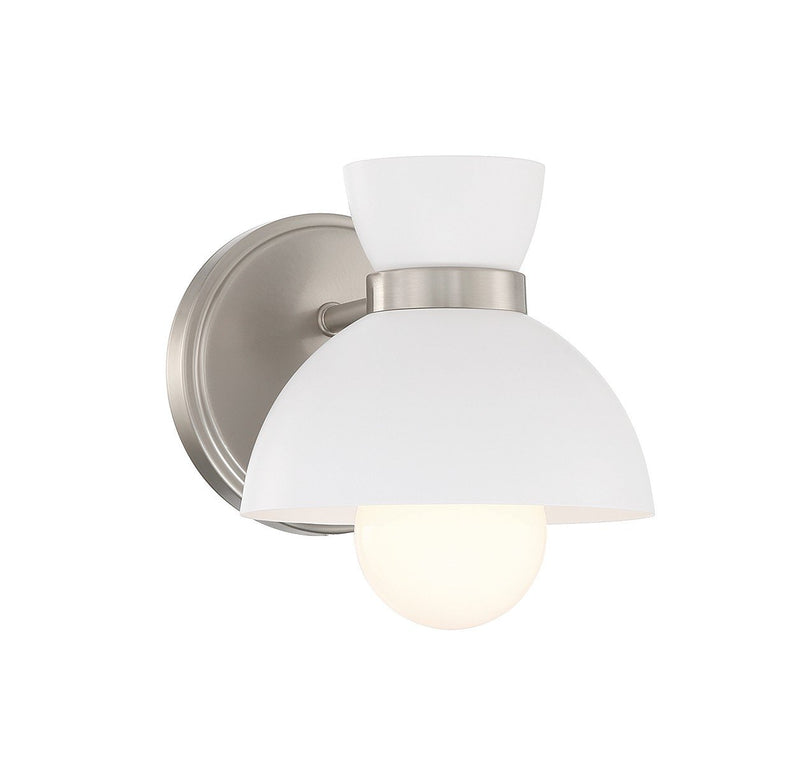 Open Metal Shade Globe Bulb 1-Light Bath Sconce in Brushed Nickel