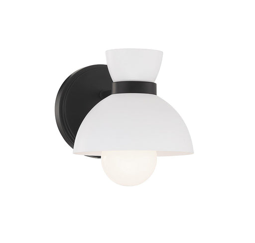 Open Metal Shade Globe Bulb 1-Light Bath Sconce in Matte Black