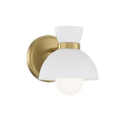 Open Metal Shade Globe Bulb 1-Light Bath Sconce in Natural Brass