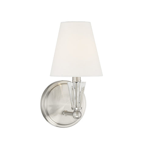 Crystal Accent Fabric Shade 1-Light Wall Sconce in Brushed Nickel