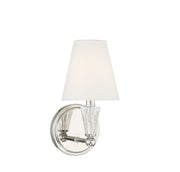 Crystal Accent Fabric Shade 1-Light Wall Sconce in Polished Nickel