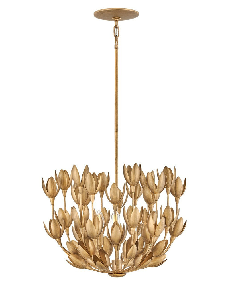 Flora 3-Light Pendant in Burnished Gold