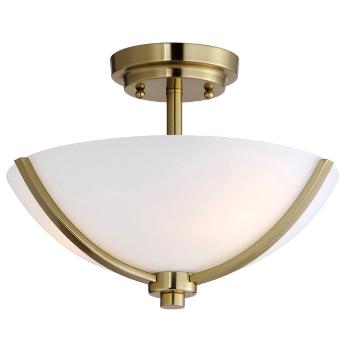 20031SWSBR- Deven 3-Light Semi-Flush Mount in Satin Brass by Maxim