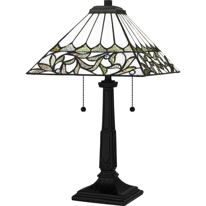 Tiffany 2-Light 14" Table Lamp in Matte Black