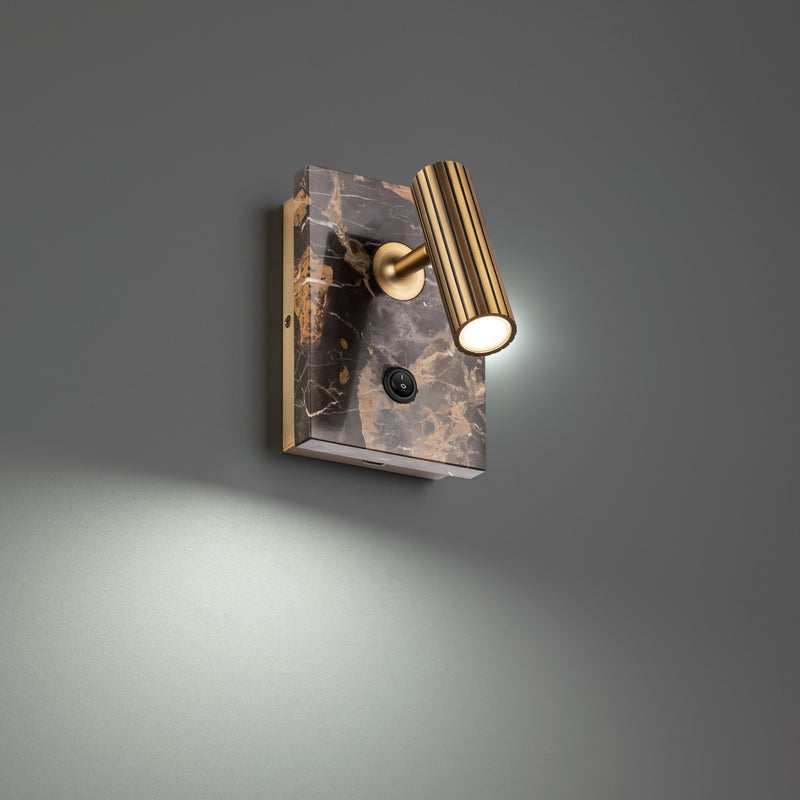 Nexus LED Task & Reading Bed Light in Black & Aged Brass - Lamps Expo