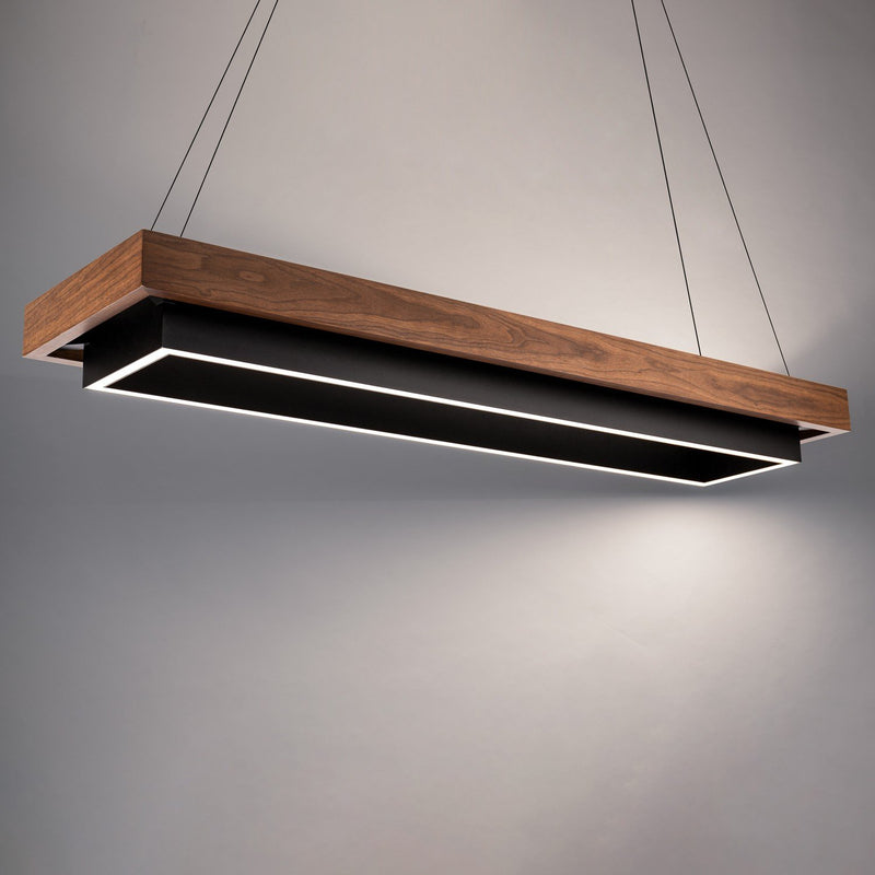 Hustler 8-Light Linear Pendant in Black/dark Walnut