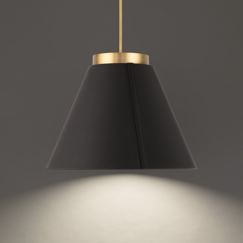 Bentley Pendant in Black & Aged Brass