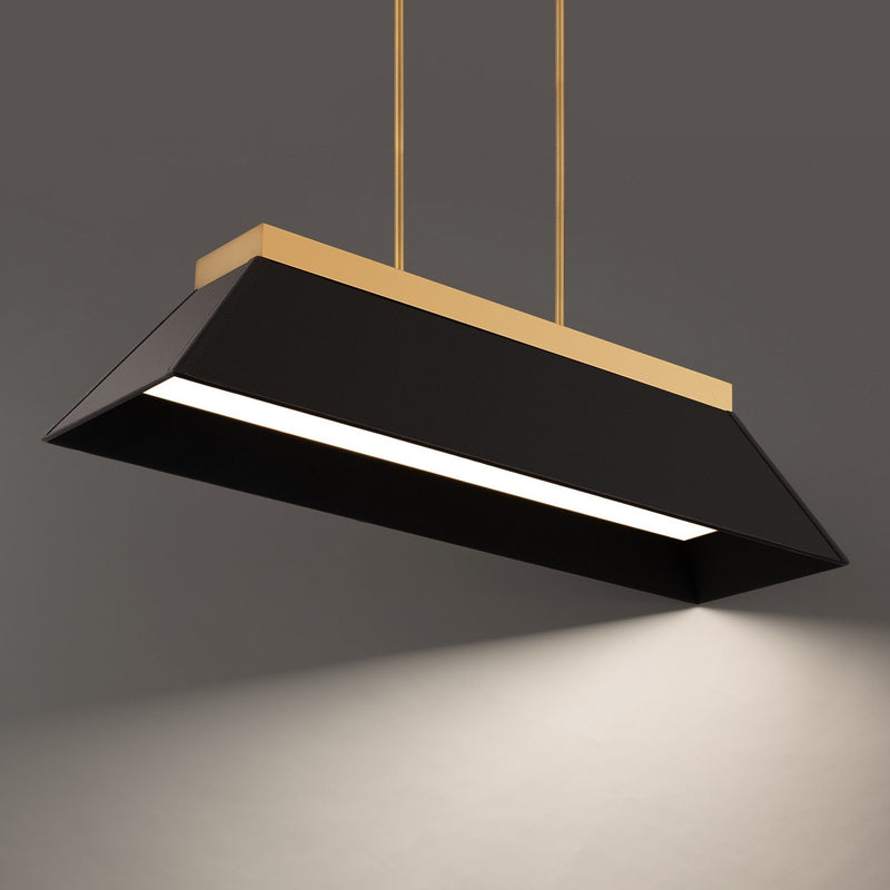 Bentley Linear Pendant in Black & Aged Brass
