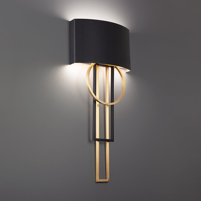 Sartre 2-Light Wall Sconce in Black & Aged Brass