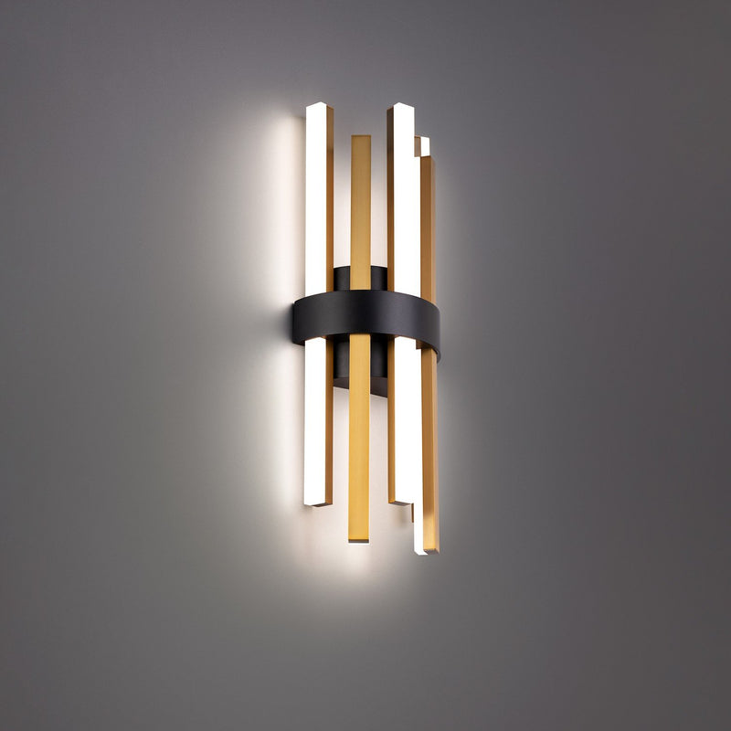 Harmonix 3-Light Wall Sconce in Black & Aged Brass