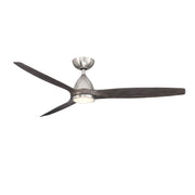 Skylark 62" Outdoor Ceiling Fan with Light in Brushed Nickel / Ebony