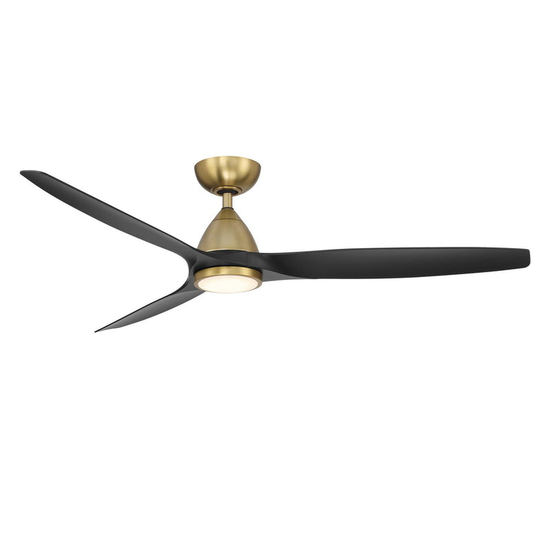 Skylark 62" Outdoor Ceiling Fan with Light in Soft Brass / Matte Black