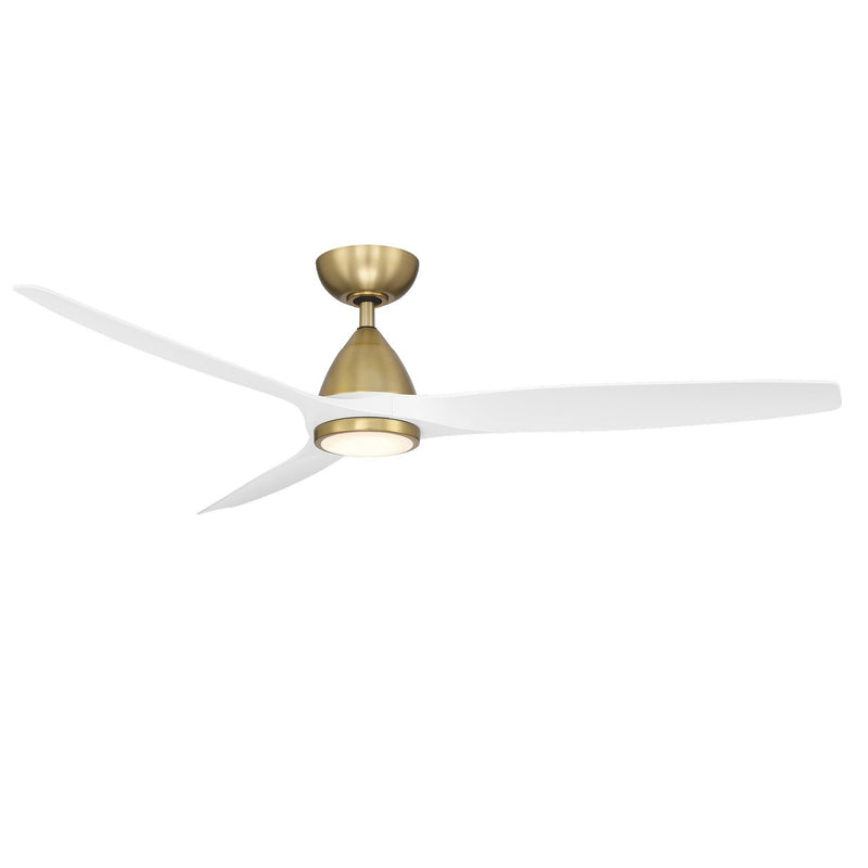 Skylark 62" Outdoor Ceiling Fan with Light in Soft Brass / Matte White