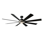 Aura 72" Outdoor Ceiling Fan with Light in Brushed Nickel / Matte Black
