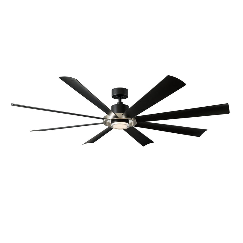 Aura 72" Outdoor Ceiling Fan with Light in Brushed Nickel / Matte Black