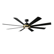 Aura 72" Outdoor Ceiling Fan with Light in Soft Brass / Matte Black