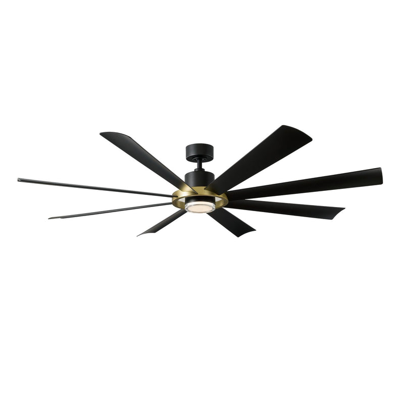 Aura 72" Outdoor Ceiling Fan with Light in Soft Brass / Matte Black