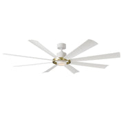 Aura 72" Outdoor Ceiling Fan with Light in Soft Brass / Matte White