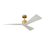 Adler 52" Ceiling Fan in Burnished Brass with Matte White Blades