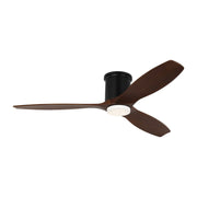 Collins 52" LED Hugger Ceiling Fan in Midnight Black with Dark Walnut Blades